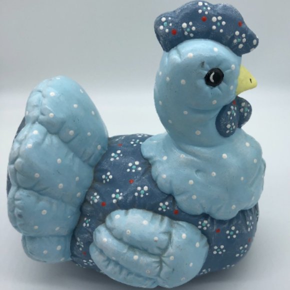 KIMPLE MOLD Chicken Hen VTG 80s OOAK Ceramic Quilted-Look Hand-Painted Hobbyist - Picture 4 of 9